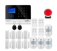De alarma Pantalla táctil GSM GPRS Seguridad antirrobo for el hogar con sensor de movimiento PIR Detector de gas y humo,Expansible(W2B8)