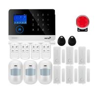De alarma Pantalla táctil GSM GPRS Seguridad antirrobo for el hogar con sensor de movimiento PIR Detector de gas y humo,Expansible(W2B6)