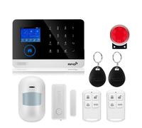 De alarma Pantalla táctil GSM GPRS Seguridad antirrobo for el hogar con sensor de movimiento PIR Detector de gas y humo,Expansible(W2B18)