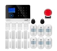 De alarma Pantalla táctil GSM GPRS Seguridad antirrobo for el hogar con sensor de movimiento PIR Detector de gas y humo,Expansible(W2B9)