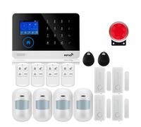 De alarma Pantalla táctil GSM GPRS Seguridad antirrobo for el hogar con sensor de movimiento PIR Detector de gas y humo,Expansible(W2B7)