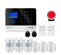 De alarma Pantalla táctil GSM GPRS Seguridad antirrobo for el hogar con sensor de movimiento PIR Detector de gas y humo,Expansible(W2B3)