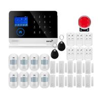 De alarma Pantalla táctil GSM GPRS Seguridad antirrobo for el hogar con sensor de movimiento PIR Detector de gas y humo,Expansible(W2B1)