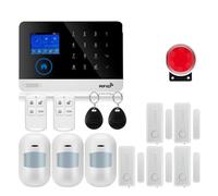 De alarma Pantalla táctil GSM GPRS Seguridad antirrobo for el hogar con sensor de movimiento PIR Detector de gas y humo,Expansible(W2B5)