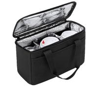 de almacenamiento aislado para bebidas | Oxford Cloth Aluminum Film 31 x 13 x 22.8 cm Large Capacity Handheld Cooler Tote with Adjustable Divider | Waterproof Drink Bag for Milk Tea