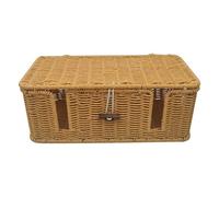 de almacenamiento de cable genérica - Woven Wire Organizer Container, Four Slot Imitation Rattan Cord Management Tray | Neat Desk Floor Wire Keeper for Electrical Cords Home Office Setup Gadget