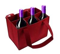 de Almacenamiento de Fieltro, Soporte portátil para Licor, Organizador de Seis Botellas, Accesorio de Picnic de Viaje de Boda, Cesta de celebración de Regalo, Transporte de Bebidas de Lana Gris
