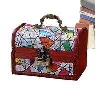 de almacenamiento de madera - de almacenamiento rústica pintada con cerradura | Joyero para mujeres, para dormitorio, sala de estar, armario, juguetes, terraza, colección, cocina