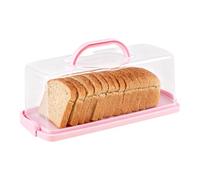 de almacenamiento de pan - rectangular con asa, contenedor de pan duradero de PP, soporte para galletas, diseño moderno en rosa y | Organizador compacto de transporte de d