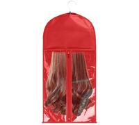 de Almacenamiento de Peluca con Percha - de Transporte Duradera para Extensiones de Cabello, Cubierta Protectora con Cremallera | Organizador de Peluca de Tela Suave para Sal, Rojo, Se