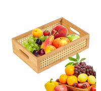 de almacenamiento de ratán, cesta de almacenamiento de ratán natural, cesta organizadora tejida boho bin, de almacenamiento rústica con asas para aperitivos, juguetes, libros, artículos de
