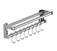de almacenamiento en riel de herramientas - Soporte de pared para utensilios de cocina | Soporte para cúter de acero inoxidable con ganchos | Guía de cocina sin perforación para cúter,