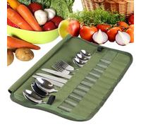 de almacenamiento para cubiertos, lavable, estuche de utensilios de viaje, reutilizable, soporte portátil para cubiertos, de poliéster duradera para pajitas, palillos, tenedores, cucharas