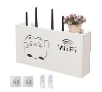 de almacenamiento para enrutador - Fortune Cat Hollow Router Hider Box para decoración de pared | 38 x 20 cm, organizador flotante de PVC para salas de estar, ahorro de espacio WiFi ocultando