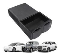 de almacenamiento para reposabrazos de coche, organizador de consola central de coche, fundas para reposabrazos con cojín universal - Suministros interiores 3 en 1 con portavasos retráctiles para