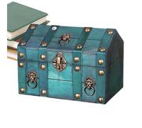 de almacenamiento vintage, cofre de almacenamiento decorativo con un candado - Baúl de madera verde antiguo hecho a mano - para joyas, recuerdos, manualidades, fotos, decoración