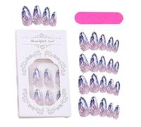 de almendras Presiona las uñas, las uñas falsas Almond | Kit de uñas falsas de de almendras de 12 tamaños - Herramienta de manicura brillante 24x Cubierta completa Decoraciones de la uña de Rhombus pa