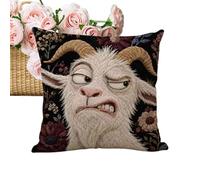 de almohada de cabra de 45 x 45 cm, estampado de animales, cojín | Fundas de almohada de cabra para sala de estar, dormitorio, interior, casa de campo, vacaciones, sofá, sofá