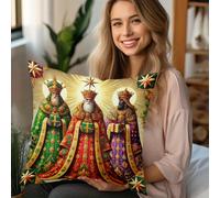 de almohada de terciopelo , 1 pieza, estilo religioso, de sabios interpretando historias . Tejido de terciopelo y , estampado a una cara, no relleno de almohada, 17.7*17.7 pulgadas, lavable a
