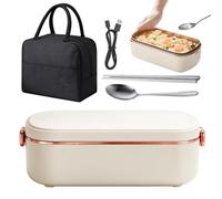 De Almuerzo Calentada Para Hombres Calentador de Comida Portátil Recargable | Recipiente Caliente para Almuerzo 900 ml con Cubierto y Bolsa Térmica para Adultos Oficinas Viajes Trabajo Pícnic Color crema