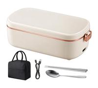 de Almuerzo Caliente Calentador de Comida Recargable Sin Cable 36W | Eléctrica 900ml con Cubiertos y Bolsa Térmica para Adultos Oficinas Viajes Trabajo Pícnic Camping Aire Libre Color crema