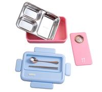 de almuerzo de acero inoxidable | 1 pieza y orden en el | 26,3 x 19,4 x 7,5 cm, partición de de pan de metal | Snack contenedor de aire con tapa, perfecto para ellos,