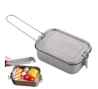 De Almuerzo De Titanio - Conservación De Alimentos De Metal, Tapa Hermética Ligera | Contenedor De Cocina Al Aire Libre Impermeable Con Mango Plegable, De Comida De Camping Para Senderismo