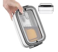de almuerzo térmica genérica, 2 niveles insulated Food Container, 7,76 x 4,09 pulgadas Leak-Resistant Stainless Steel Meal Storage with Handle, Salad Bowl for Hot Cold FoodsSchool, Work, Travel