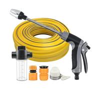 de alta presión con manguera ajustable de 15 m | Máquina de lavado de coche con mango ergonómico para acera al aire libre, entrada, cubierta, cama de flores