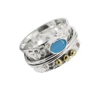 de Anillo bañado plata con s Calcedonia azul T1068CF7_53 (16.9)