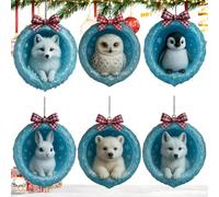 de Animales Cuevas de de Hielo: Colgantes acrílicos de 8 * 8 * 1 cm de Doble Cara con patrón, Animales Divertidos, para árboles de Navidad | para Amantes del Humor
