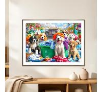 de Animales | Juego De Perro Con Diseño De Lavandería,Puzzle Para Adultos De 1000 Piezas Con Letras En El Reverso,Para Personas Mayores Familia Y Mujeres Actividad Juego Decoración Del Hogar