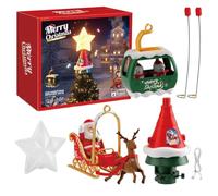 de árbol de Navidad | Decoración giratoria de Treetop Ornaments Holiday Winter Party Supplies With LED Light And Music For Decor, Árbol de Navidad Rotating Decoration Sound Flying Santa Claus
