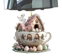 de árbol de Pascua - Figura de taza de café con forma de conejo y huevo de Pascua, mini expositor de resina | de mochila de decoración estacional, decoración de mesa de vacaciones