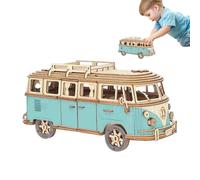de autobús de Madera 3D - Modelo Tridimensional Educativo Creativo | Juguete Interactivo DIY con Piezas Redondeadas Lisas | Idea de Regalo para niños Decoración de Acción de Gracias