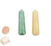 de aventurina amarilla y verde Varita Reiki Cristal Piedras preciosas Energía espiritual Equilibrio Mesa Decoración con rosa Desierto Selenita/Cubo Selenita-Blessfull Healing
