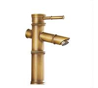 de baño para el Fregadero 1 hoyo Grifo de latón de latón Baño de un Solo Orificio del Fregadero de baño 1 Orificio del Fregadero de latón Retro Grifo de Agua fría y Caliente para Cocina, Antiguo E