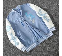 de béisbol para hombre, estampado de , cierre de broches a presión, bolsillos y diseño de patchwork, estilo varsity y , ideal para otoño/invierno, streetwear y uso diario