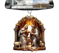 de belén - Acrílico de 8 cm | colgante de Jesucristo | Elegante de Navidad de estilo de cerámica para decoración religiosa de árbol de vacaciones y exhibición de temporada del