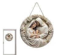 de belén - Colgante de madera, decoración religiosa de Navidad, obra de arte de nacimiento sagrado, recuerdo vintage de vacaciones, exhibición de la Sagrada Familia para pared, ventana