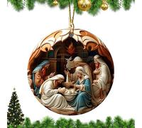 de belén de Navidad, Escena navideña acrílica, Colgante de Manualidades de acrílico, decoración Tradicional para Pared, Ventana, jardín, Porche, Coche, Vista Trasera, Amigo
