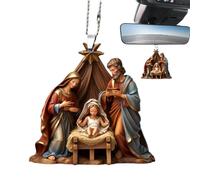 de belén - Decoración colgante de acrílico del nacimiento de Jesús, de árbol genealógico, colgante festivo transparente, figura religiosa, decoración de Navidad para sala de estar