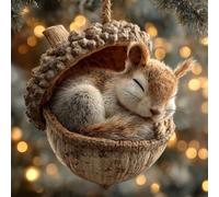 de bellota de animales de bosques de Navidad, colgantes de acrílico 2D para colgar, de Navidad para sala de estar, dormitorio, chimenea, jardín, puerta delantera y alféizar de ventana