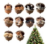 de Bellota de Animales de Navidad, decoración Colgante acrílico 2D, de Animal con temática Natural, para Espejo retrovisor de Coche, Ventana, Pared, Puerta, Invierno, Familia