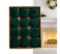 de Bola de Navidad - Flock + ABS 8 cm 357 G, 12 Piezas de Entrenamiento de Navidad, decoración navideña, costumbres Gran Bola acumulada | árbol de Navidad, Ventana, Mesa, decoración de