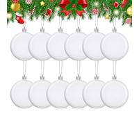 de bolas de Navidad | Juego de manualidades de bolas planas mate de 3,15 pulgadas de 12 cm | de disco blancos vacíos para dibujar, decorar, decoración colgante suave y ligera |