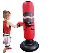 de boxeo inflable, 55 x 165 cm, color negro y rojo, diseño de bounce-Back de 65 pulgadas, para entrenamiento en casa para niños, PVC