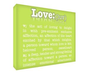 De brillantes en forma de-pulido y sensación de Decor buena suerte y del cuadro de pastillas de freno, Momento en inglés (14,8 x 21 x 3 dimensiones de la, de gran tamaño, color verde lima y rosa de color verde, con diseño de diccionario de la descripción diseño de corazones)