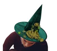De Brujas - Sombrero De Bruja De Terciopelo Verde De Tela No Tejida De 17,32 Pulgadas | Gorra De Mago Para Fiesta | Accesorios De Disfraces Witçh Haț Gorros De Mago De Vid Floral Para Mujer Para