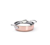 De Buyer, CACEROLA BAJA CON MONTURAS INOX CON TAPADERA, Ø 24CM--6441.24 | Hierro fundido de acero inoxidable
